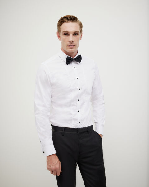 Slim Long Sleeve Panelled Formal Shirt, White, hi-res